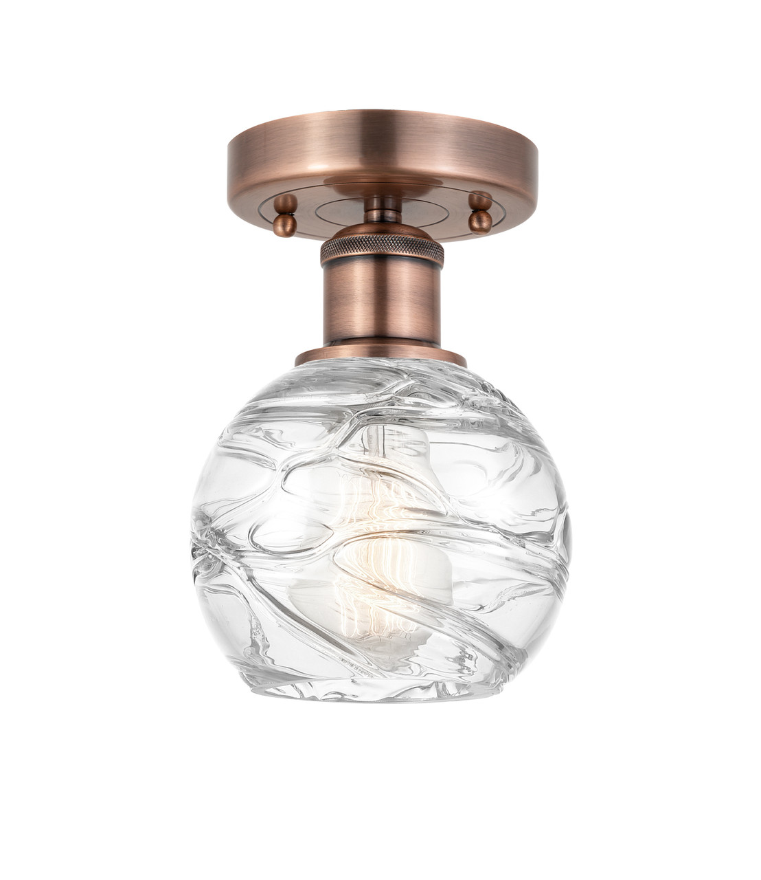 INNOVATIONS 616-1F-AC-G1213-6 Athens Deco Swirl 1 6 inch Semi-Flush Mount Antique Copper