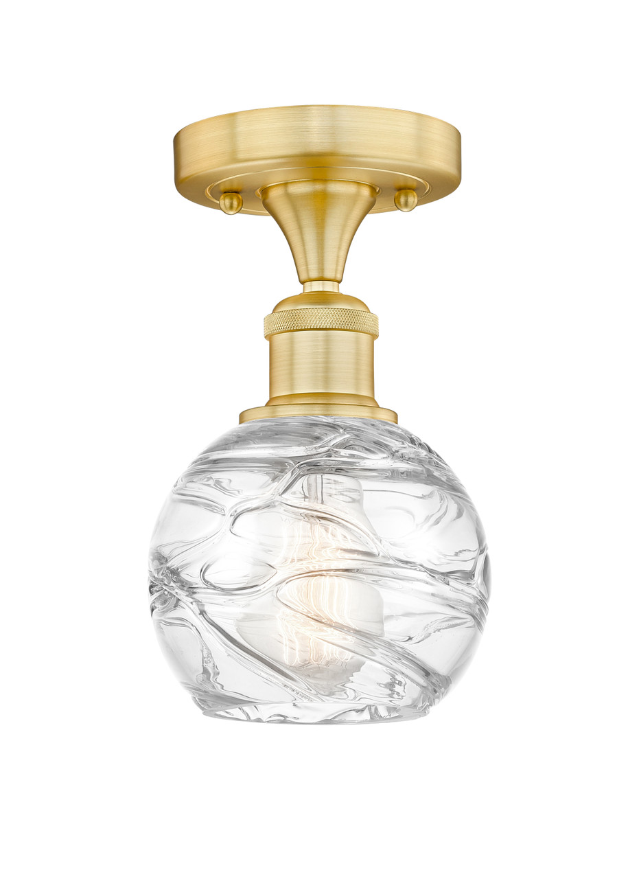 INNOVATIONS 616-1F-SG-G1213-6 Athens Deco Swirl 1 6 inch Semi-Flush Mount Satin Gold