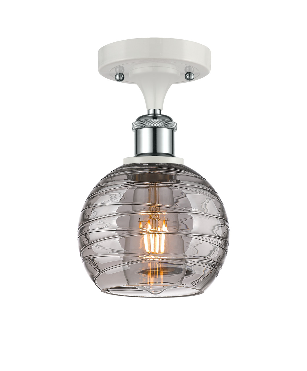 INNOVATIONS 516-1C-WPC-G1213-6SM Deco Swirl 1 Light 6 inch Semi-Flush Mount White and Polished Chrome