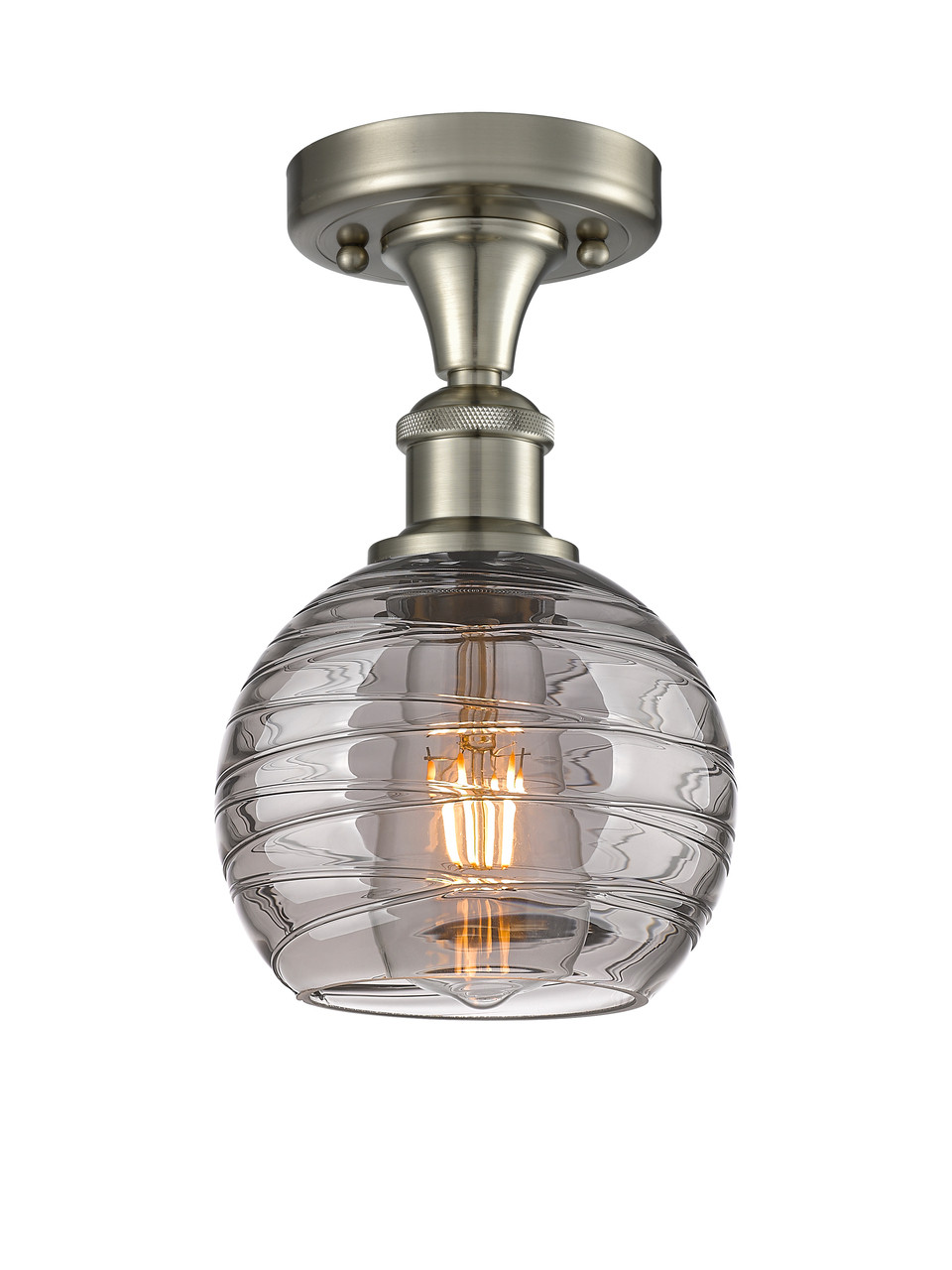 INNOVATIONS 516-1C-SN-G1213-6SM Deco Swirl 1 Light 6 inch Semi-Flush Mount Brushed Satin Nickel