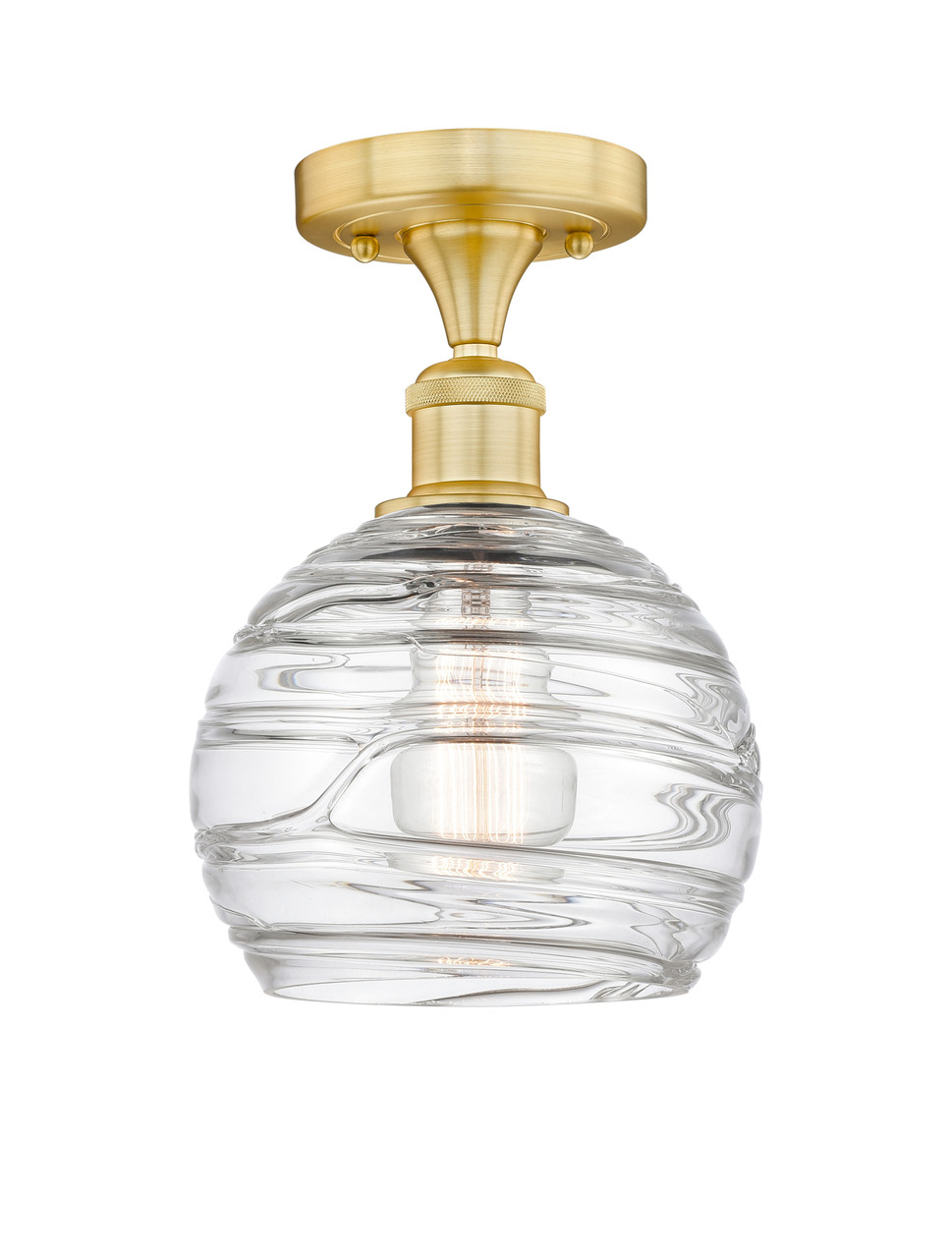 INNOVATIONS 616-1F-SG-G1213-8 Athens Deco Swirl 1 8 inch Semi-Flush Mount Satin Gold