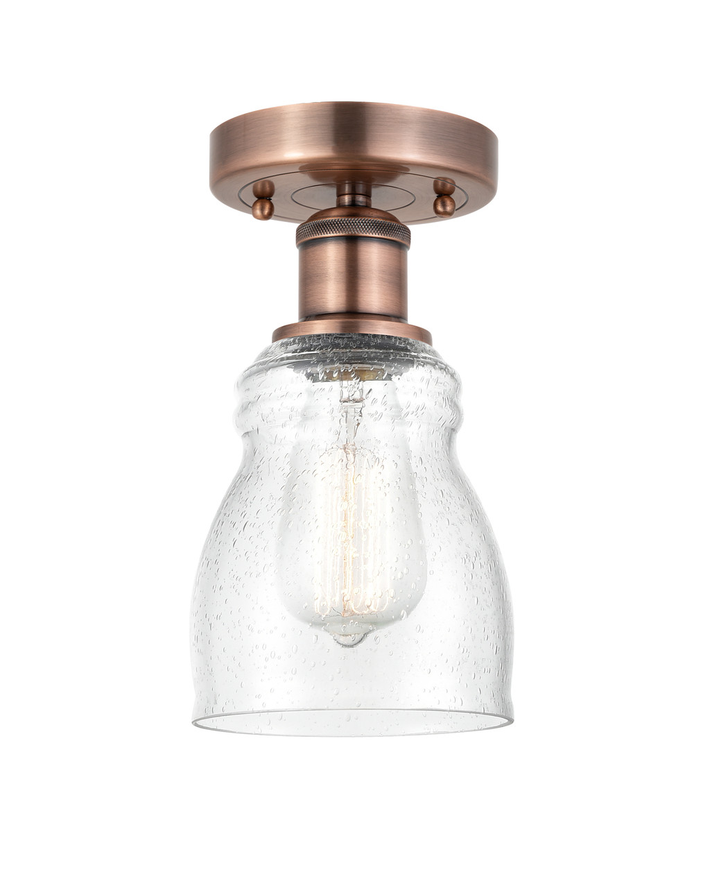 INNOVATIONS 616-1F-AC-G394 Ellery 1 4.75 inch Semi-Flush Mount Antique Copper