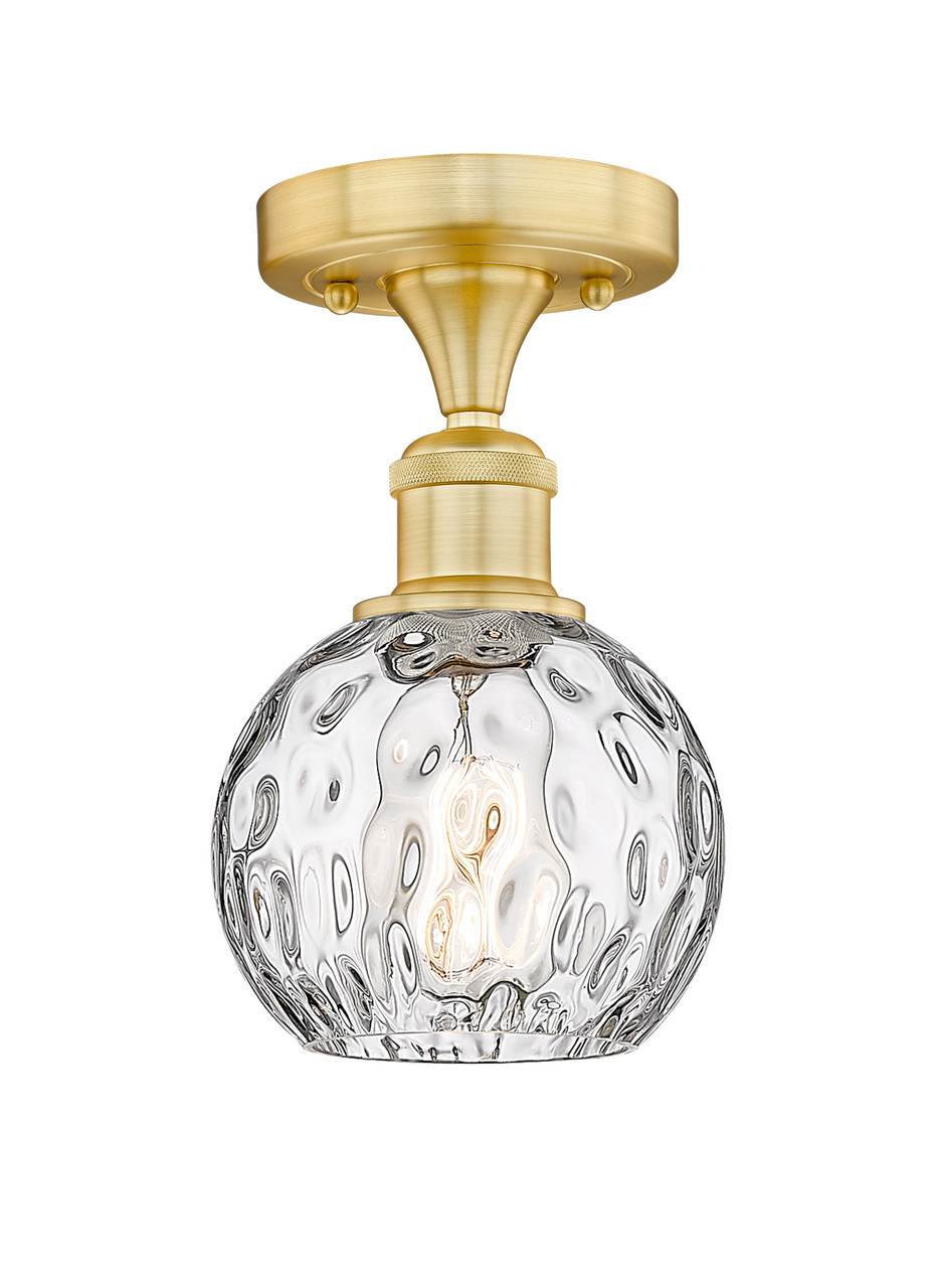 INNOVATIONS 616-1F-SG-G1215-6 Athens Water Glass 1 6 inch Semi-Flush Mount Satin Gold