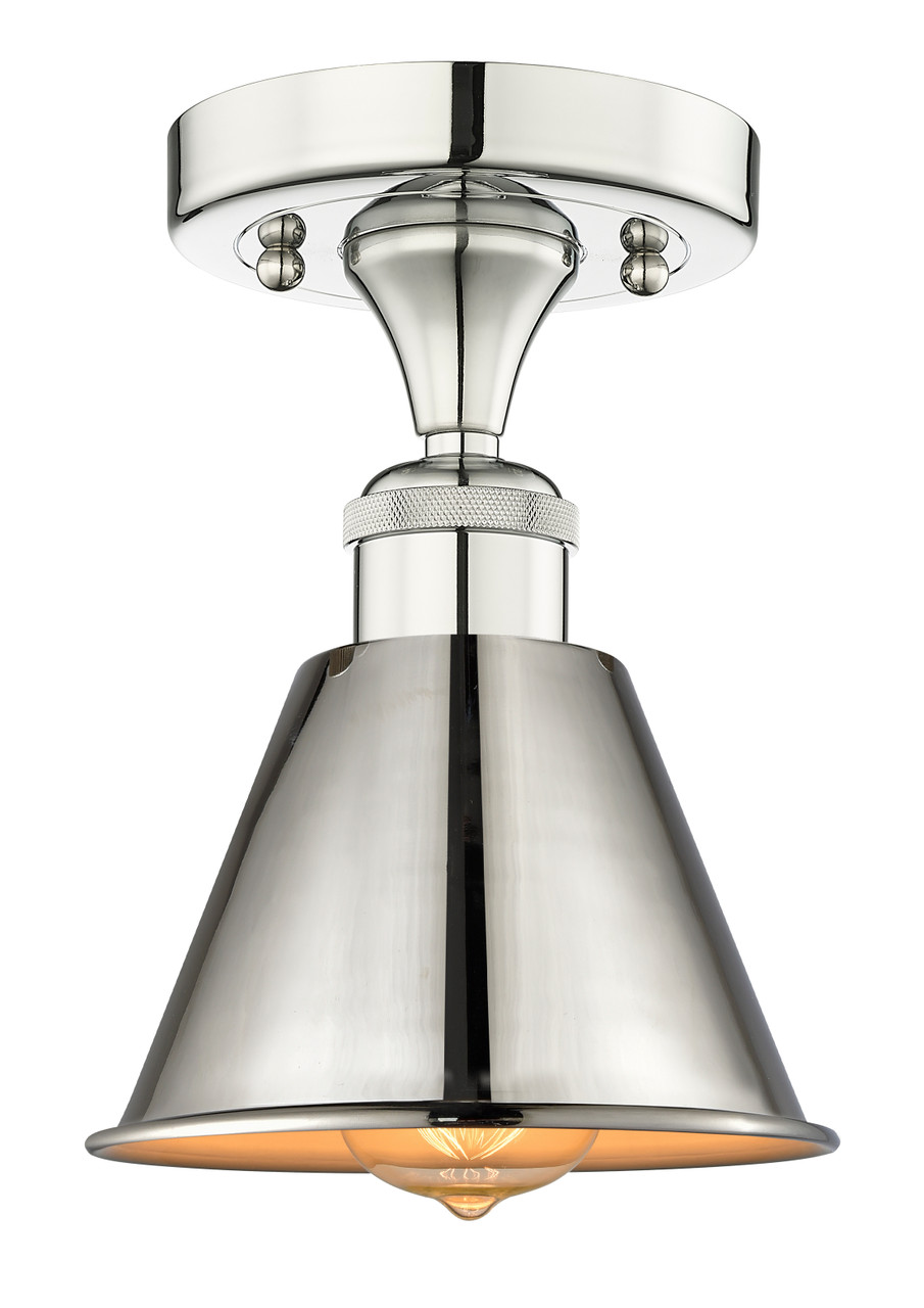 INNOVATIONS 616-1F-PN-M8-PN Smithfield 1 Light Semi-Flush Mount part of the Ballston Collection Polished Nickel