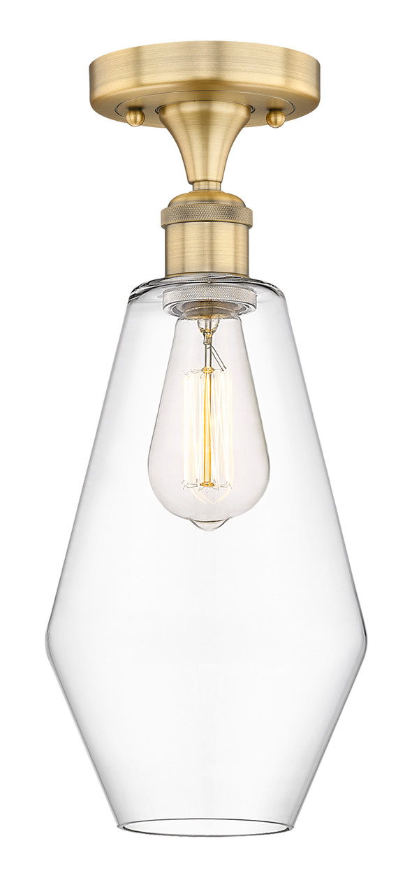INNOVATIONS 616-1F-BB-G652-7 Cindyrella 1 7 inch Semi-Flush Mount Brushed Brass