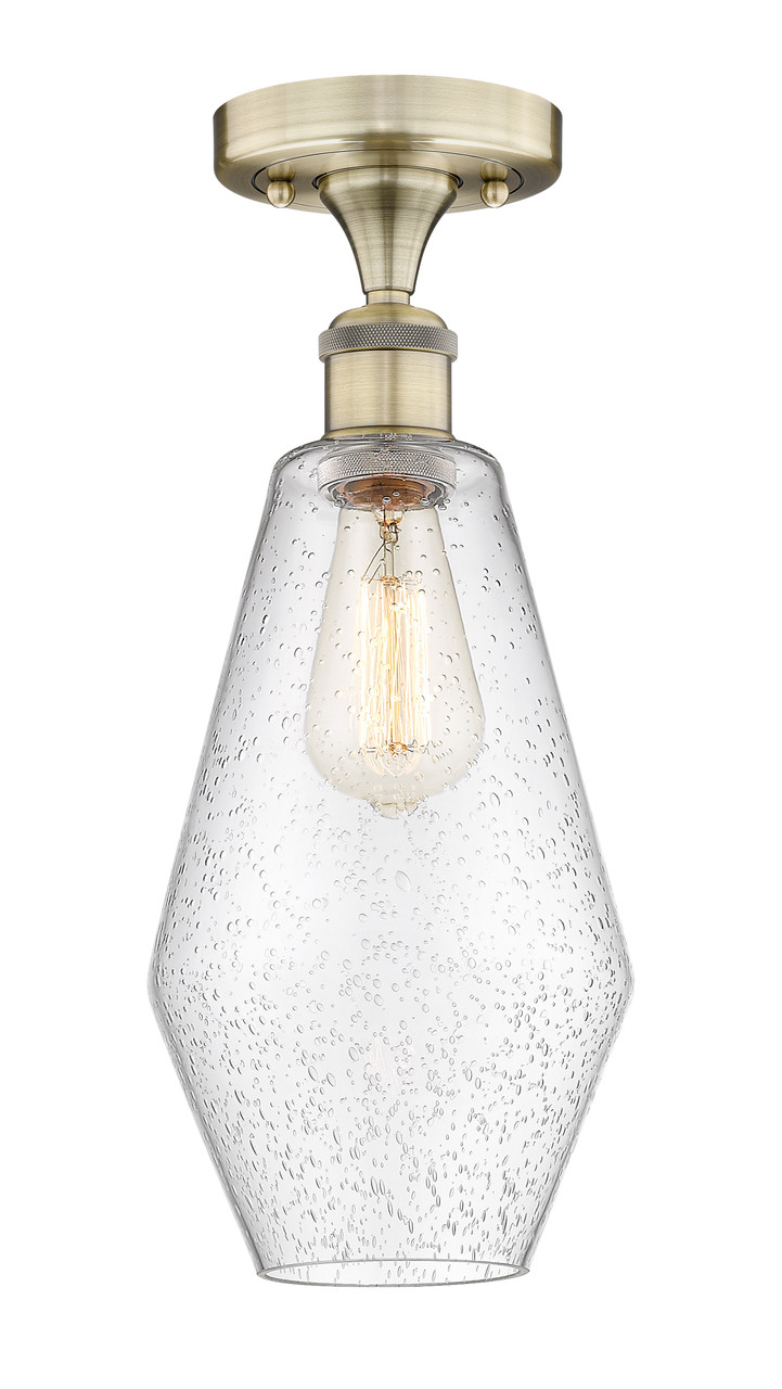 INNOVATIONS 616-1F-AB-G654-7 Cindyrella 1 7 inch Semi-Flush Mount Antique Brass