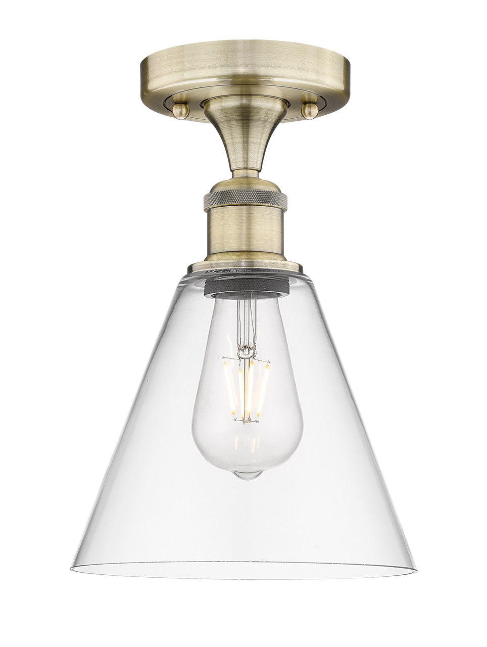 INNOVATIONS 616-1F-AB-GBC-82 Berkshire 1 8 inch Semi-Flush Mount Antique Brass