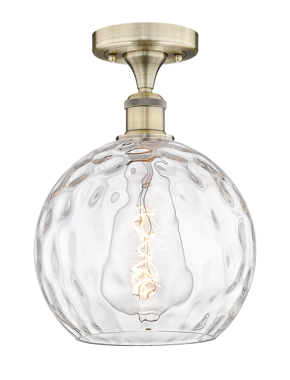 INNOVATIONS 616-1F-AB-G1215-10 Athens Water Glass 1 10 inch Semi-Flush Mount Antique Brass