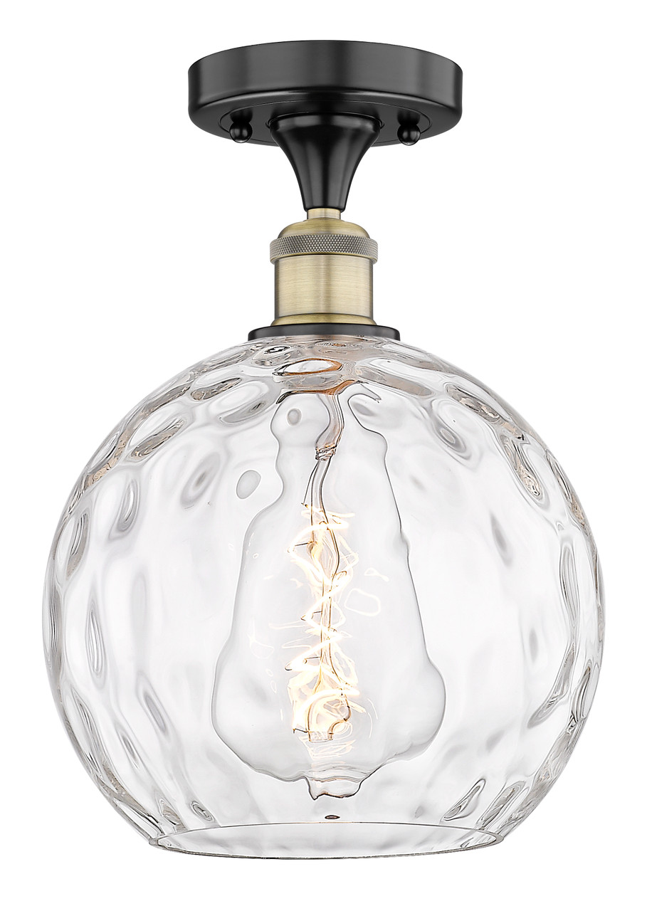 INNOVATIONS 616-1F-BAB-G1215-10 Athens Water Glass 1 10 inch Semi-Flush Mount Black Antique Brass