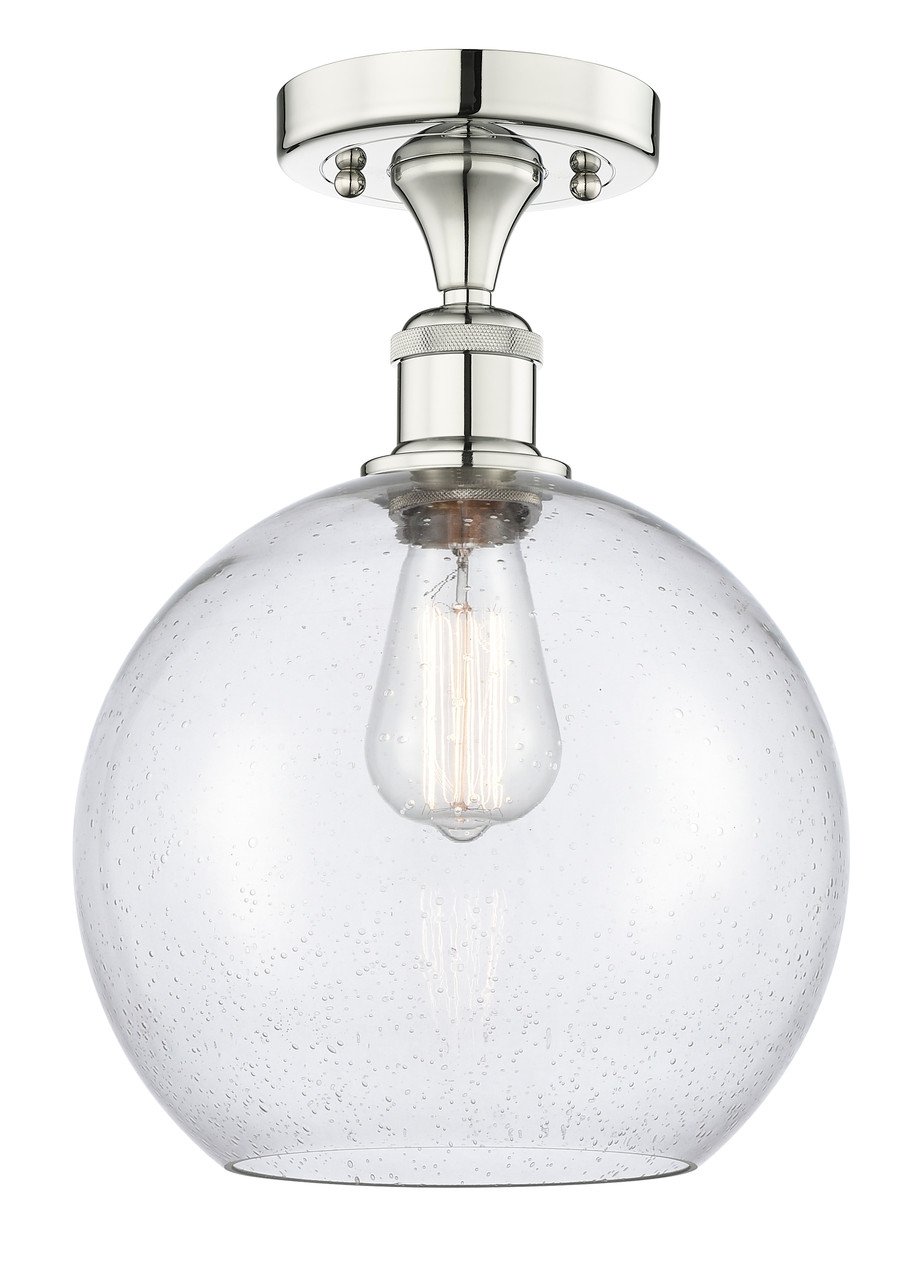 INNOVATIONS 616-1F-PN-G124-10 Athens 1 10 inch Semi-Flush Mount Polished Nickel