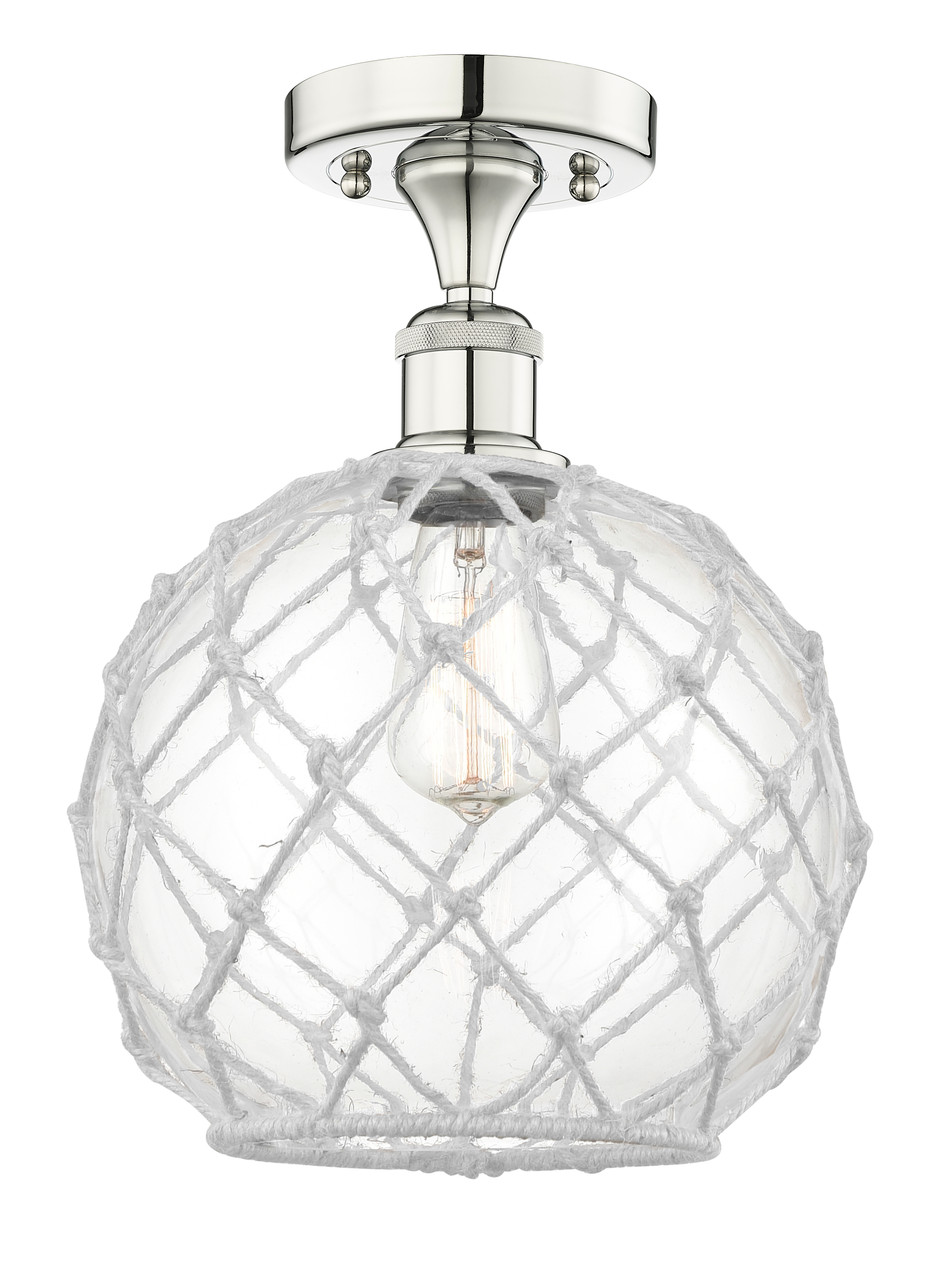 INNOVATIONS 616-1F-PN-G122-10RW Farmhouse Rope 1 10 inch Semi-Flush Mount Polished Nickel INNOVATIONS 616-1F-PN-G122-10RW Farmhouse Rope 1 10 inch Semi-Flush Mount Polished Nickel