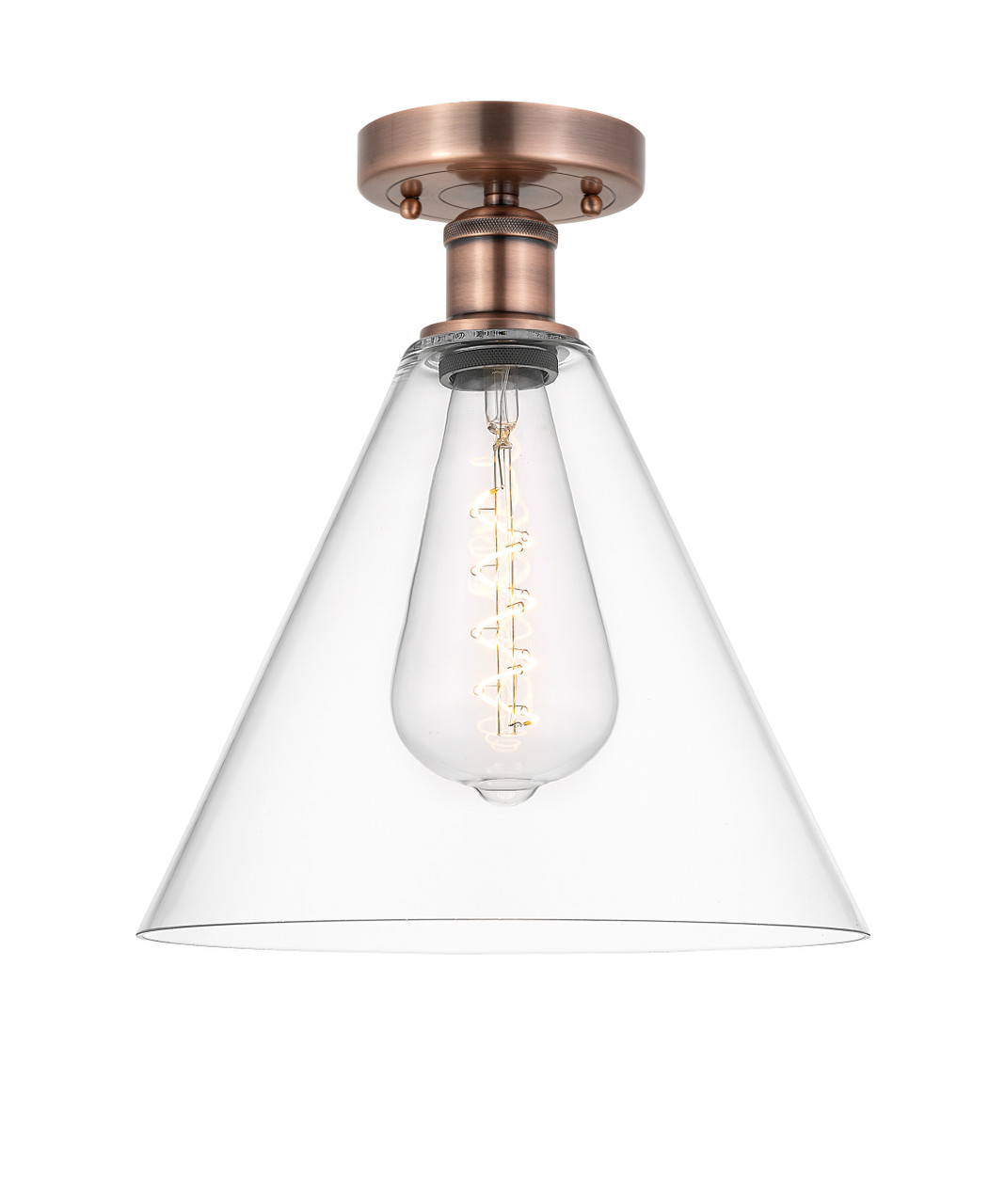 INNOVATIONS 616-1F-AC-GBC-122 Berkshire 1 12 inch Semi-Flush Mount Antique Copper