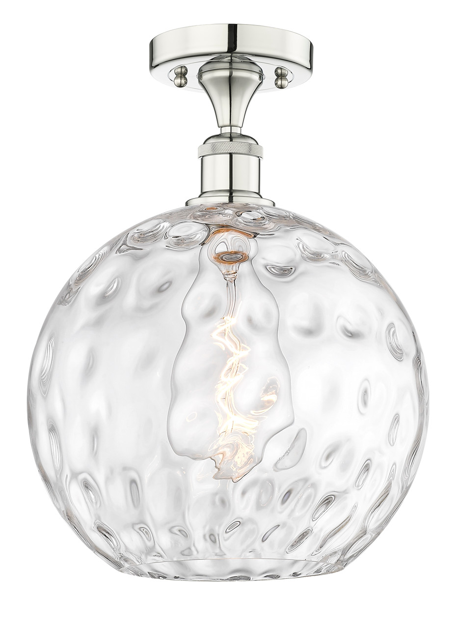 INNOVATIONS 616-1F-PN-G1215-12 Athens Water Glass 1 12 inch Semi-Flush Mount Polished Nickel