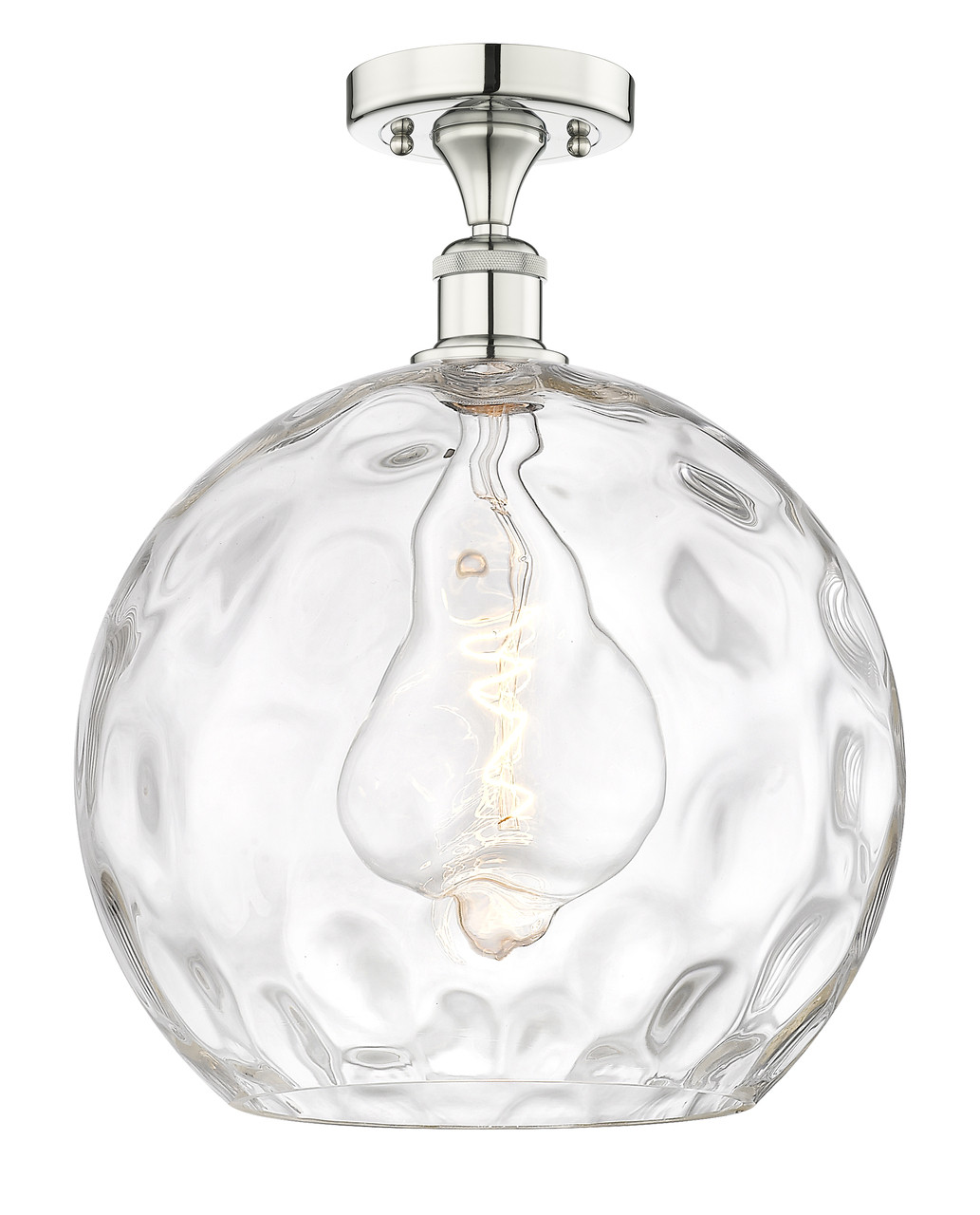 INNOVATIONS 616-1F-PN-G1215-14 Athens Water Glass 1 13 inch Semi-Flush Mount Polished Nickel