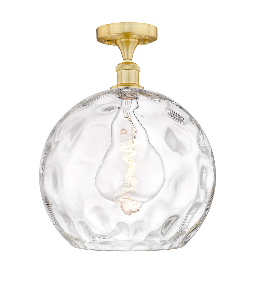 INNOVATIONS 616-1F-SG-G1215-14 Athens Water Glass 1 13 inch Semi-Flush Mount Satin Gold INNOVATIONS 616-1F-SG-G1215-14 Athens Water Glass 1 13 inch Semi-Flush Mount Satin Gold