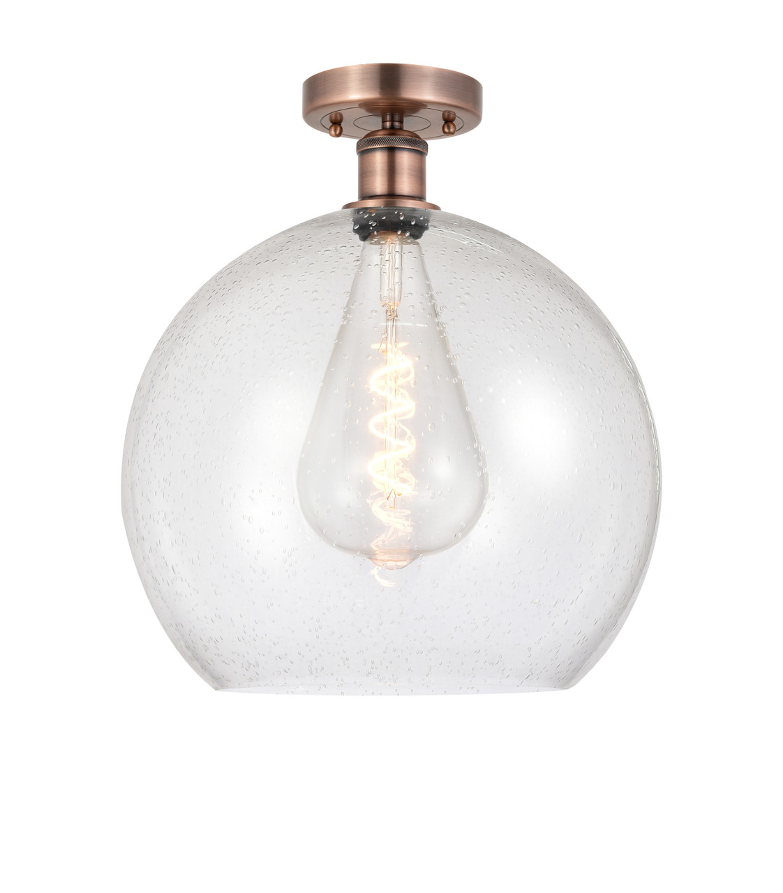 INNOVATIONS 616-1F-AC-G124-14 Athens 1 13.75 inch Semi-Flush Mount Antique Copper