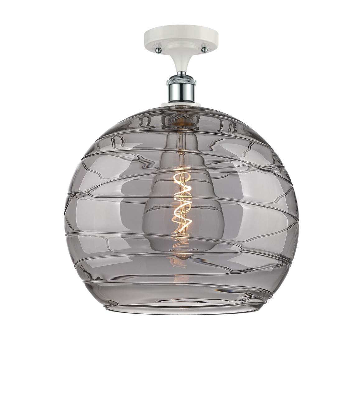 INNOVATIONS 516-1C-WPC-G1213-14SM Deco Swirl 1 Light 13.75 inch Semi-Flush Mount White and Polished Chrome