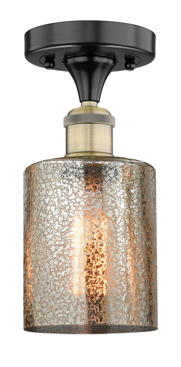 INNOVATIONS 616-1F-BAB-G116 Cobbleskill 1 5 inch Semi-Flush Mount Black Antique Brass