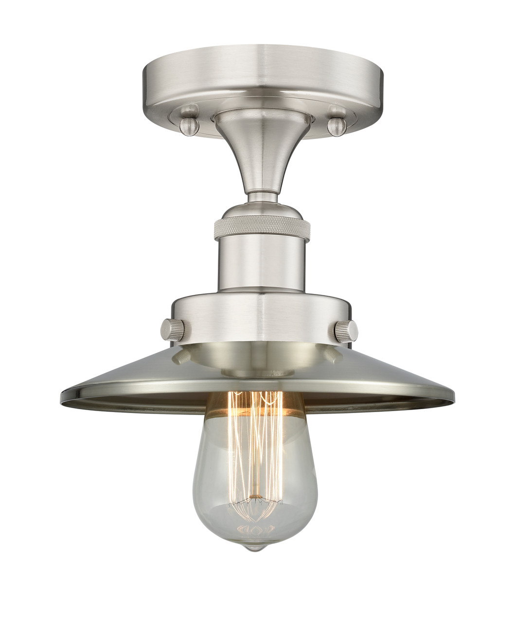 INNOVATIONS 616-1F-SN-M2-SN Railroad 1 Light Semi-Flush Mount part of the Franklin Restoration Collection Brushed Satin Nickel