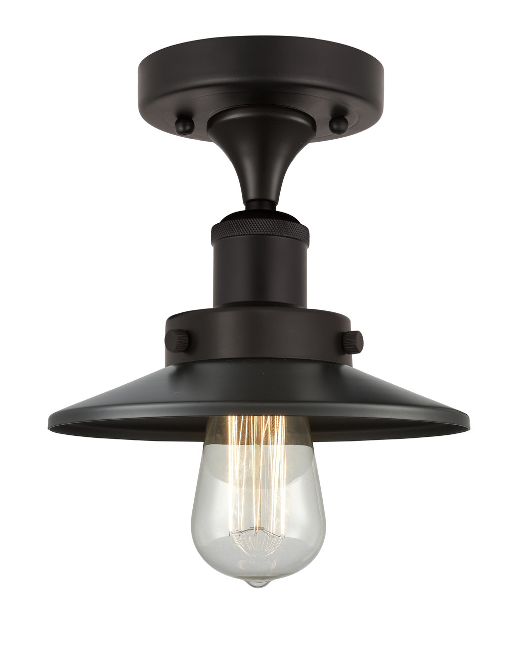 INNOVATIONS 616-1F-OB-M5-OB Railroad 1 Light Semi-Flush Mount part of the Franklin Restoration Collection Oil Rubbed Bronze