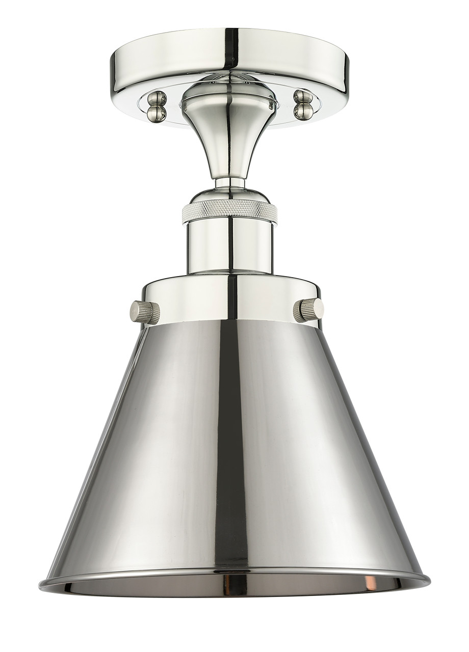 INNOVATIONS 616-1F-PN-M13-PN Appalachian 1 Light Semi-Flush Mount part of the Franklin Restoration Collection Polished Nickel