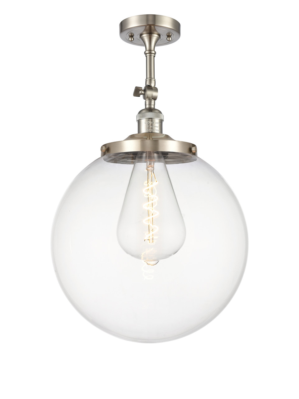 INNOVATIONS 201F-SN-G202-14 Beacon 1 Light 14 inch Semi-Flush Mount Brushed Satin Nickel