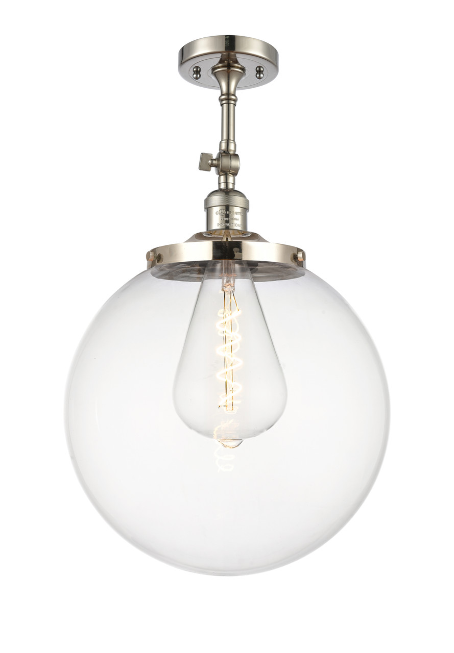 INNOVATIONS 201F-PN-G202-14 Beacon 1 Light 14 inch Semi-Flush Mount Polished Nickel