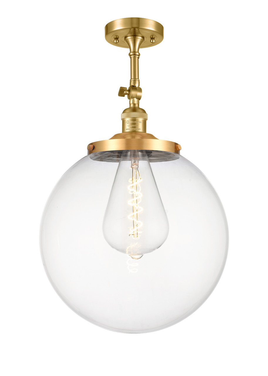 INNOVATIONS 201F-SG-G202-14 Beacon 1 Light 14 inch Semi-Flush Mount Satin Gold