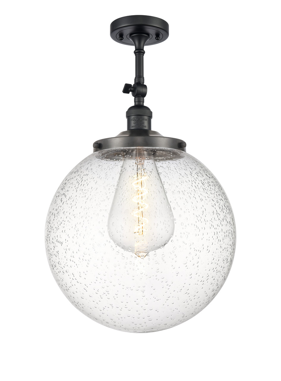 INNOVATIONS 201F-BK-G204-14 Beacon 1 Light 14 inch Semi-Flush Mount Matte Black