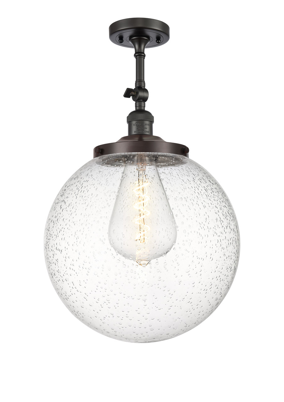 INNOVATIONS 201F-OB-G204-14 Beacon 1 Light 14 inch Semi-Flush Mount Oil Rubbed Bronze