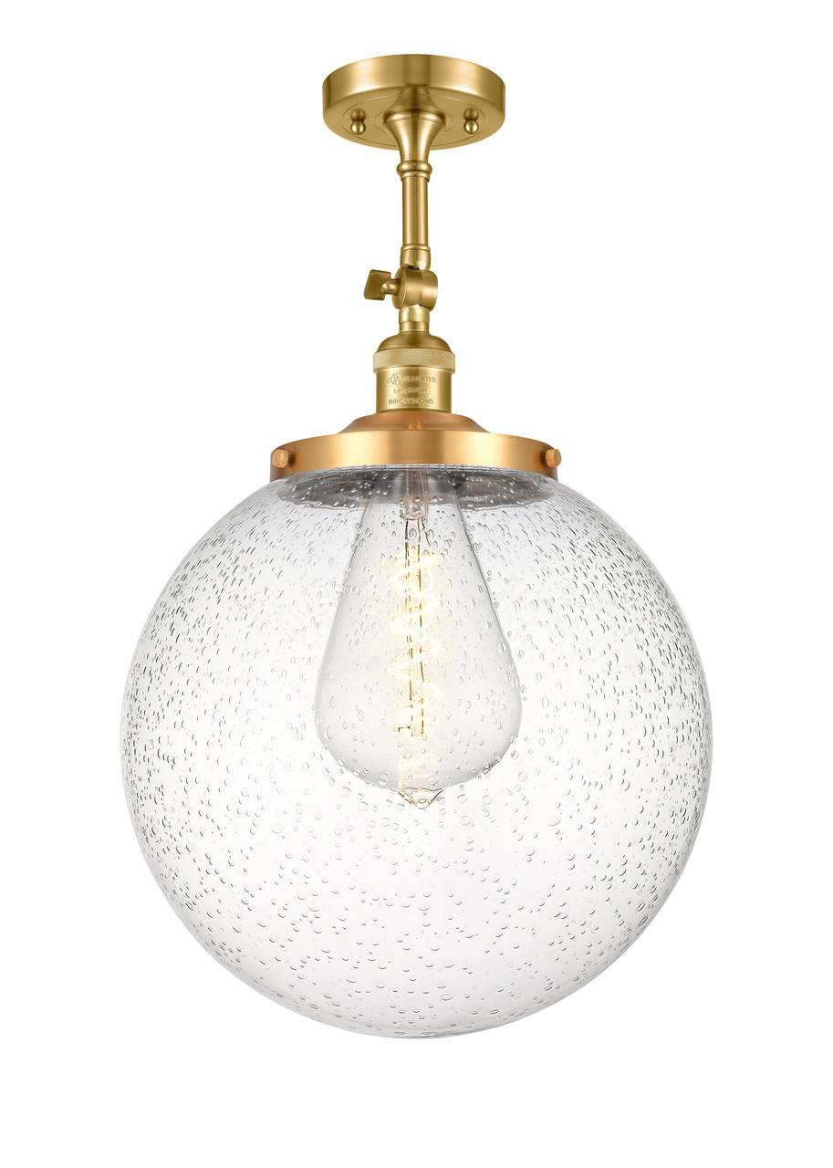 INNOVATIONS 201F-SG-G204-14 Beacon 1 Light 14 inch Semi-Flush Mount Satin Gold