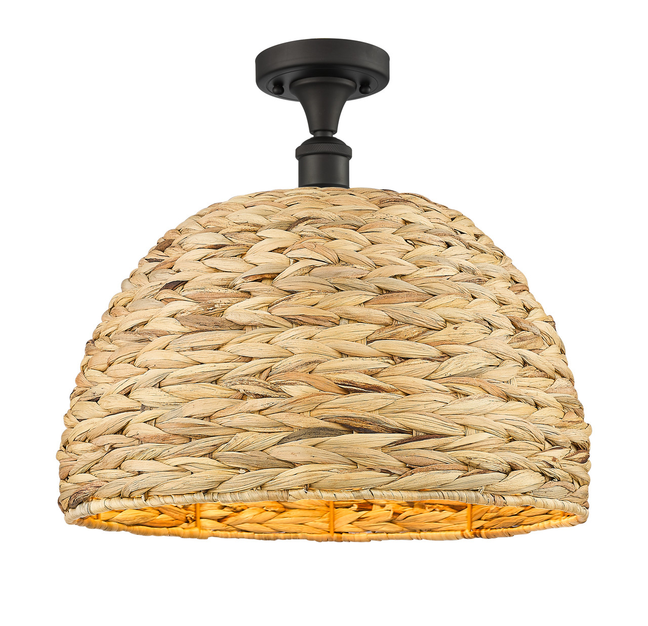 INNOVATIONS 516-1C-OB-RBD-16-NAT Woven Rattan 1 15.75 inch Semi-Flush Mount Oil Rubbed Bronze