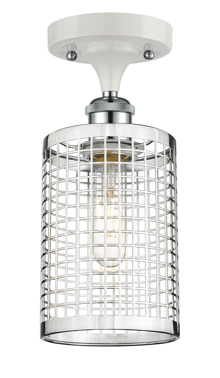 INNOVATIONS 516-1C-WPC-M18-PC Nestbrook 1 5 inch Semi-Flush Mount White and Polished Chrome