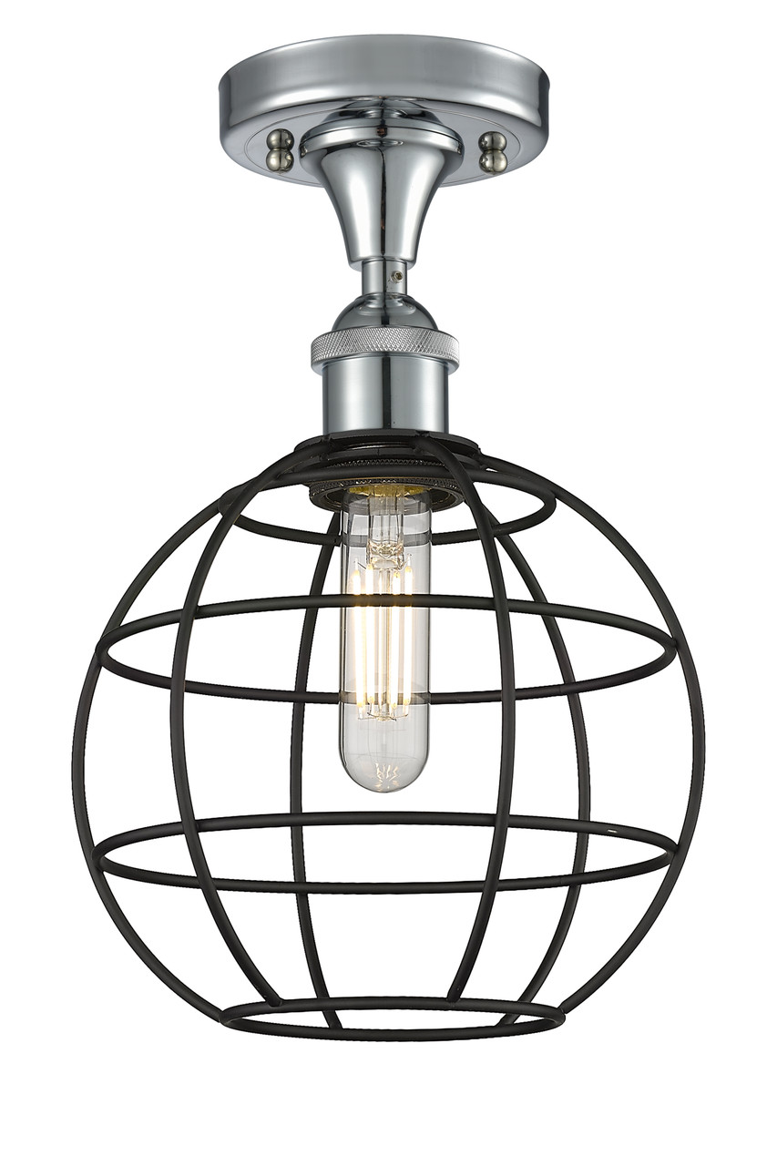 INNOVATIONS 516-1C-PC-CE-8-BK Lake Placid 1 8 inch Semi-Flush Mount Polished Chrome