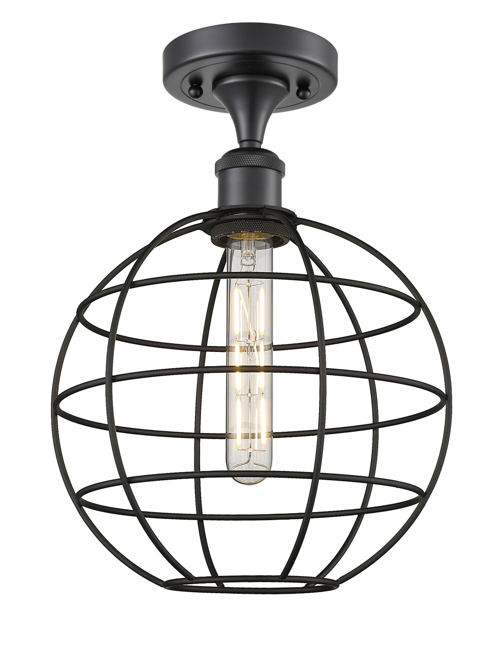 INNOVATIONS 516-1C-BK-CE-10-BK Lake Placid 1 10 inch Semi-Flush Mount Matte Black