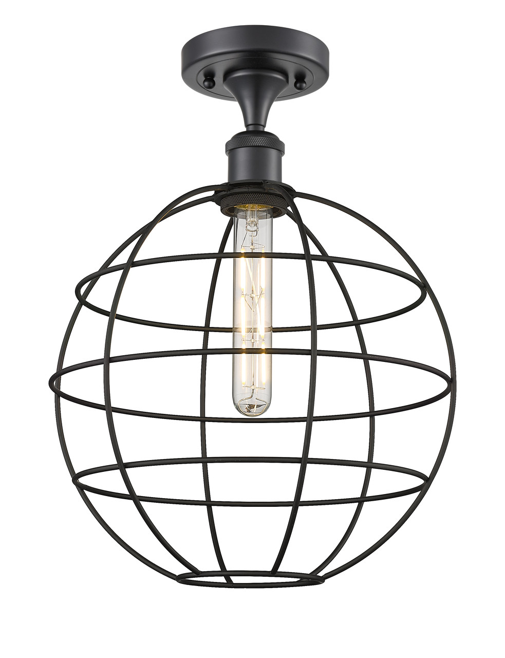 INNOVATIONS 516-1C-BK-CE-12-BK Lake Placid 1 12 inch Semi-Flush Mount Matte Black