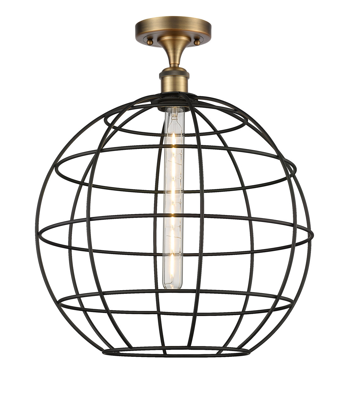 INNOVATIONS 516-1C-BB-CE-16-BK Lake Placid 1 16 inch Semi-Flush Mount Brushed Brass