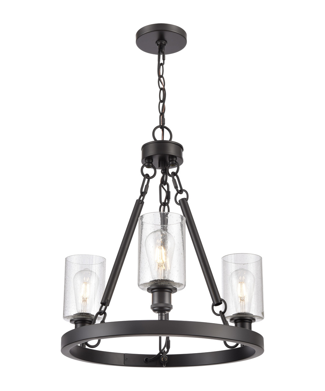 INNOVATIONS 820-BK-G804 Saloon 3 20 inch Chandelier Matte Black