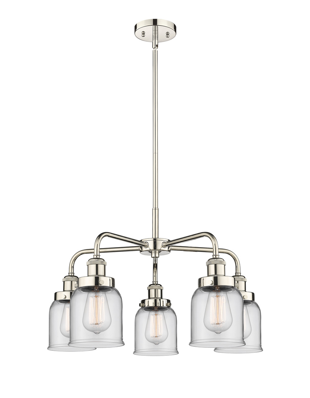 INNOVATIONS 916-5CR-PN-G52 Edison 5 23 inch Chandelier Polished Nickel