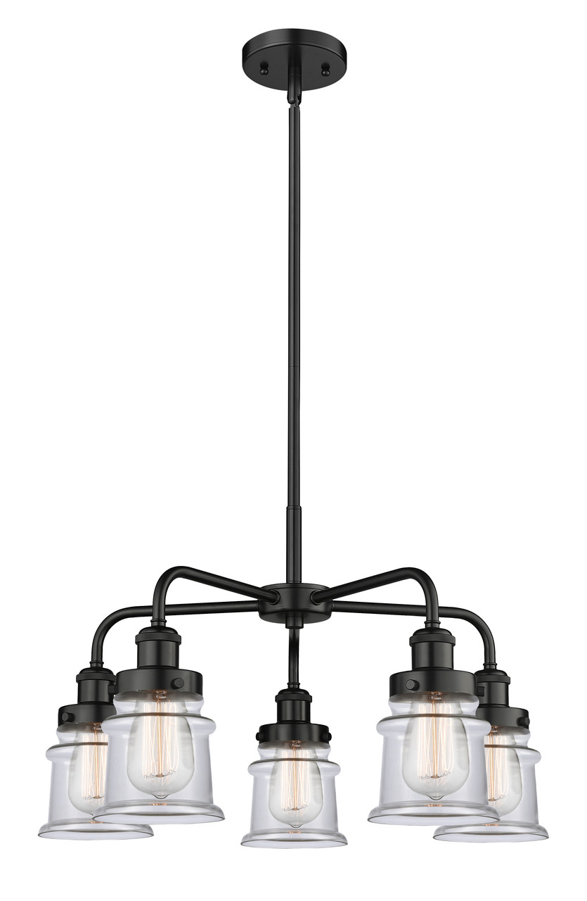 INNOVATIONS 916-5CR-BK-G182S Canton 5 23.25 inch Chandelier Matte Black