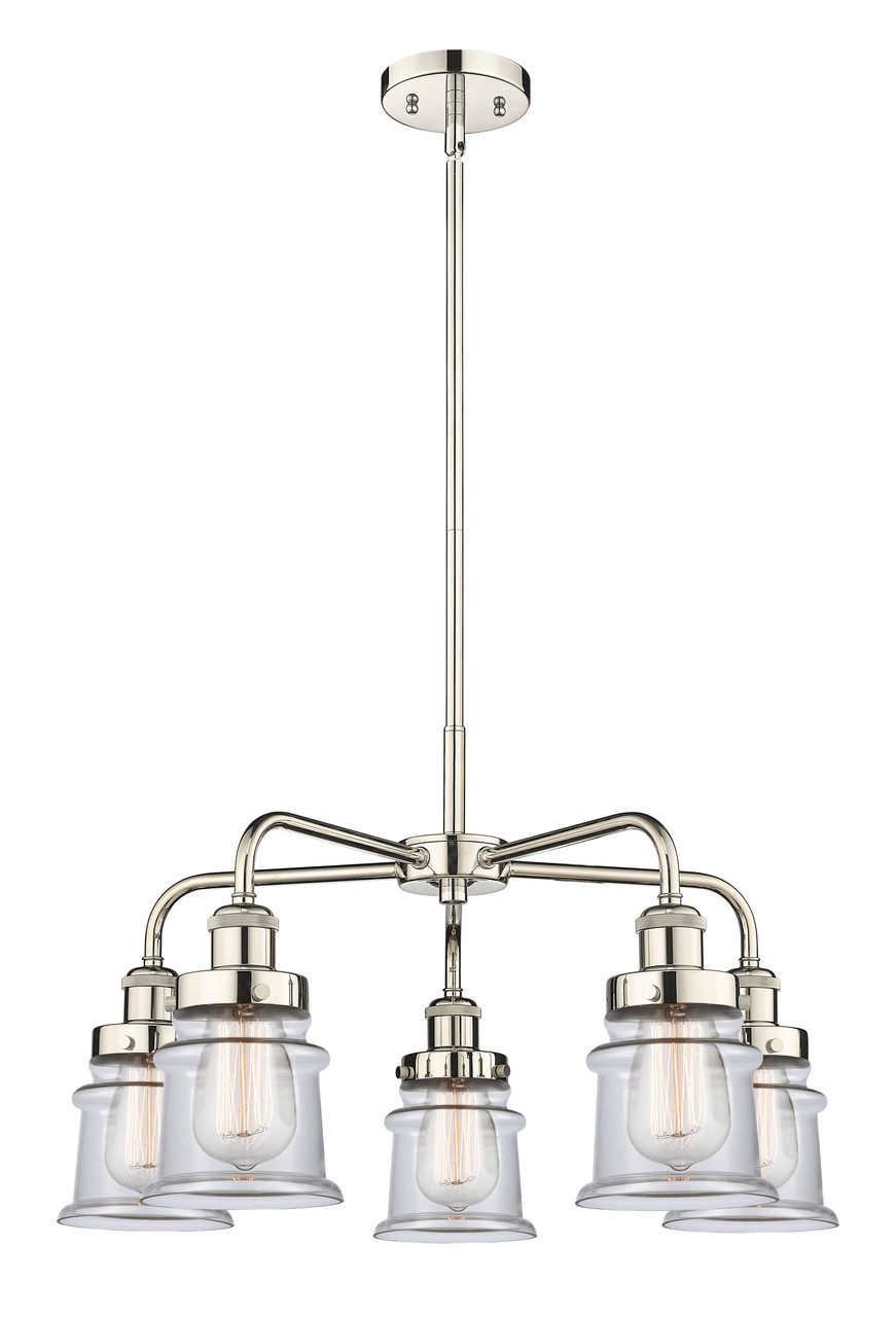 INNOVATIONS 916-5CR-PN-G182S Canton 5 23.25 inch Chandelier Polished Nickel