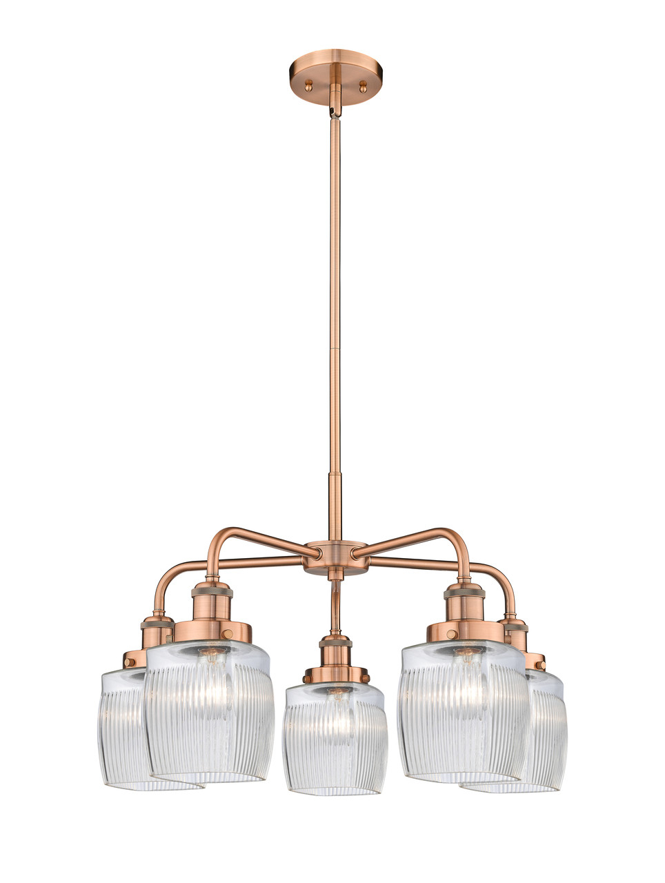 INNOVATIONS 916-5CR-AC-G302 Colton 5 23.5 inch Chandelier Antique Copper