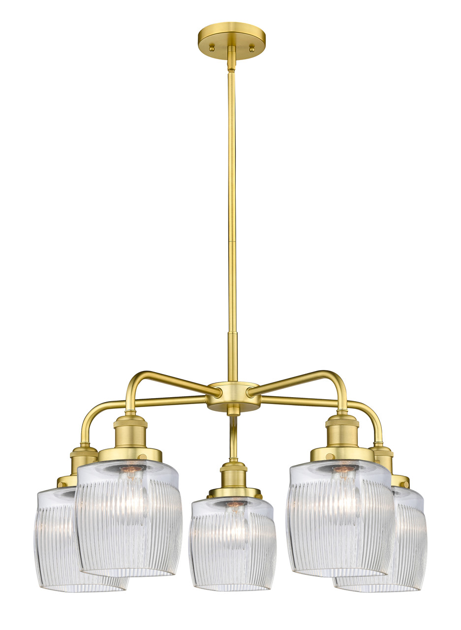 INNOVATIONS 916-5CR-SG-G302 Colton 5 23.5 inch Chandelier Satin Gold