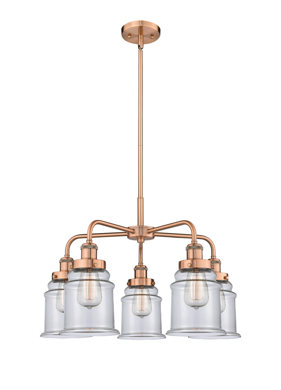 INNOVATIONS 916-5CR-AC-G182 Canton 5 24 inch Chandelier Antique Copper