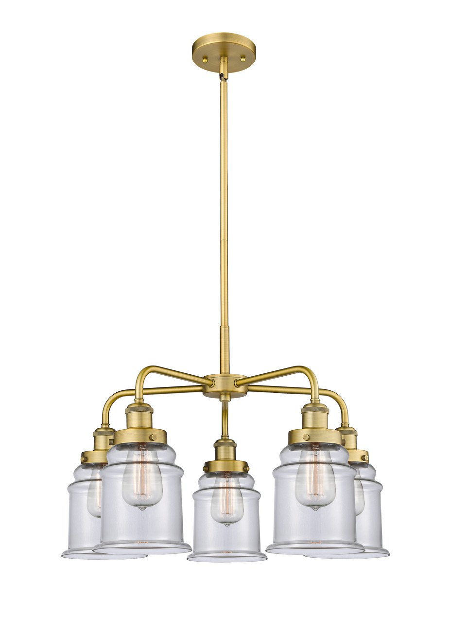 INNOVATIONS 916-5CR-BB-G182 Canton 5 24 inch Chandelier Brushed Brass