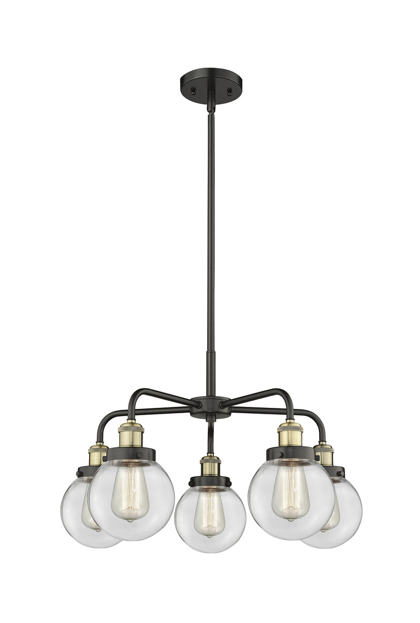 INNOVATIONS 916-5CR-BAB-G202-6 Beacon 5 24 inch Chandelier Black Antique Brass