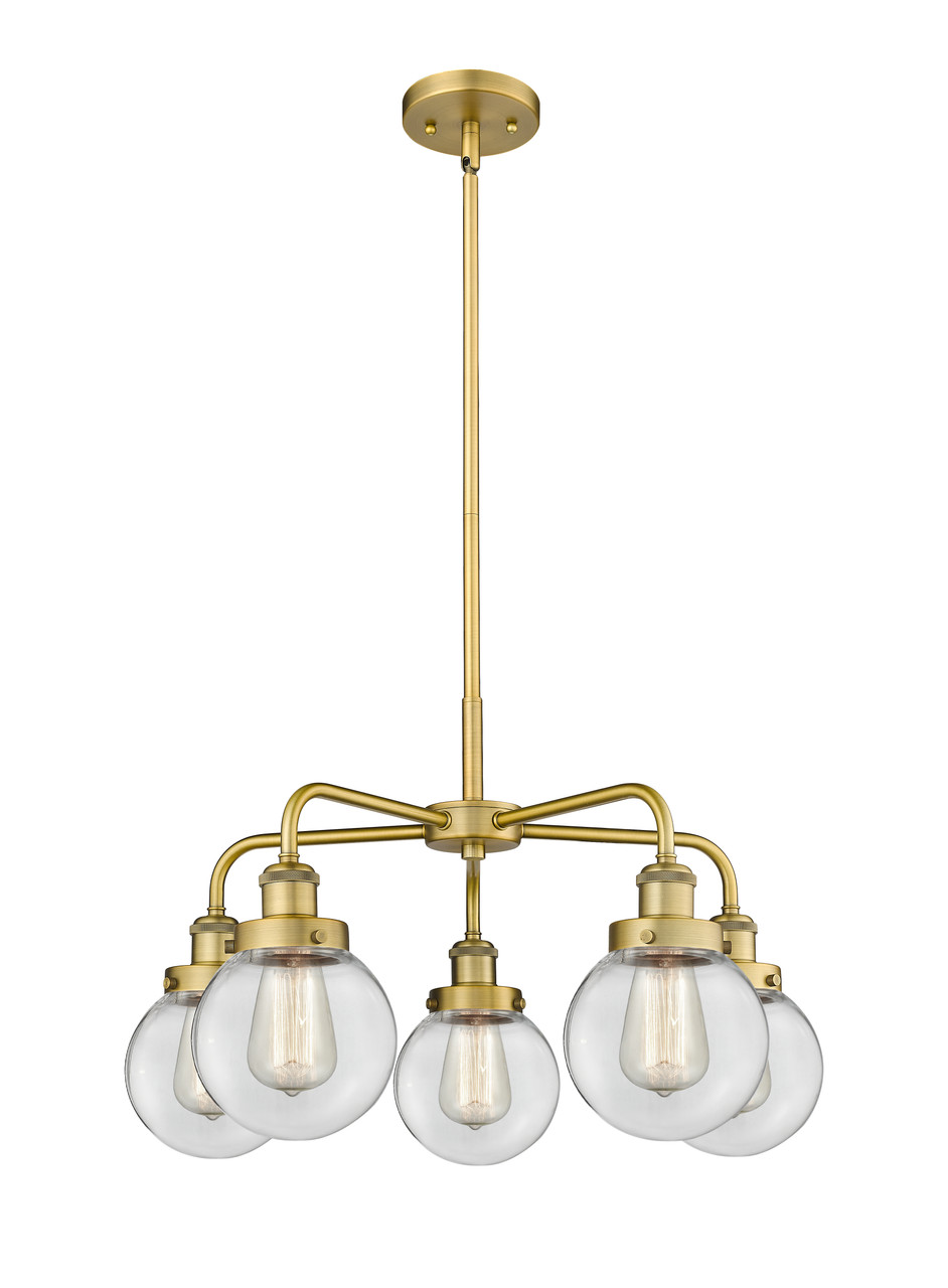 INNOVATIONS 916-5CR-BB-G202-6 Beacon 5 24 inch Chandelier Brushed Brass