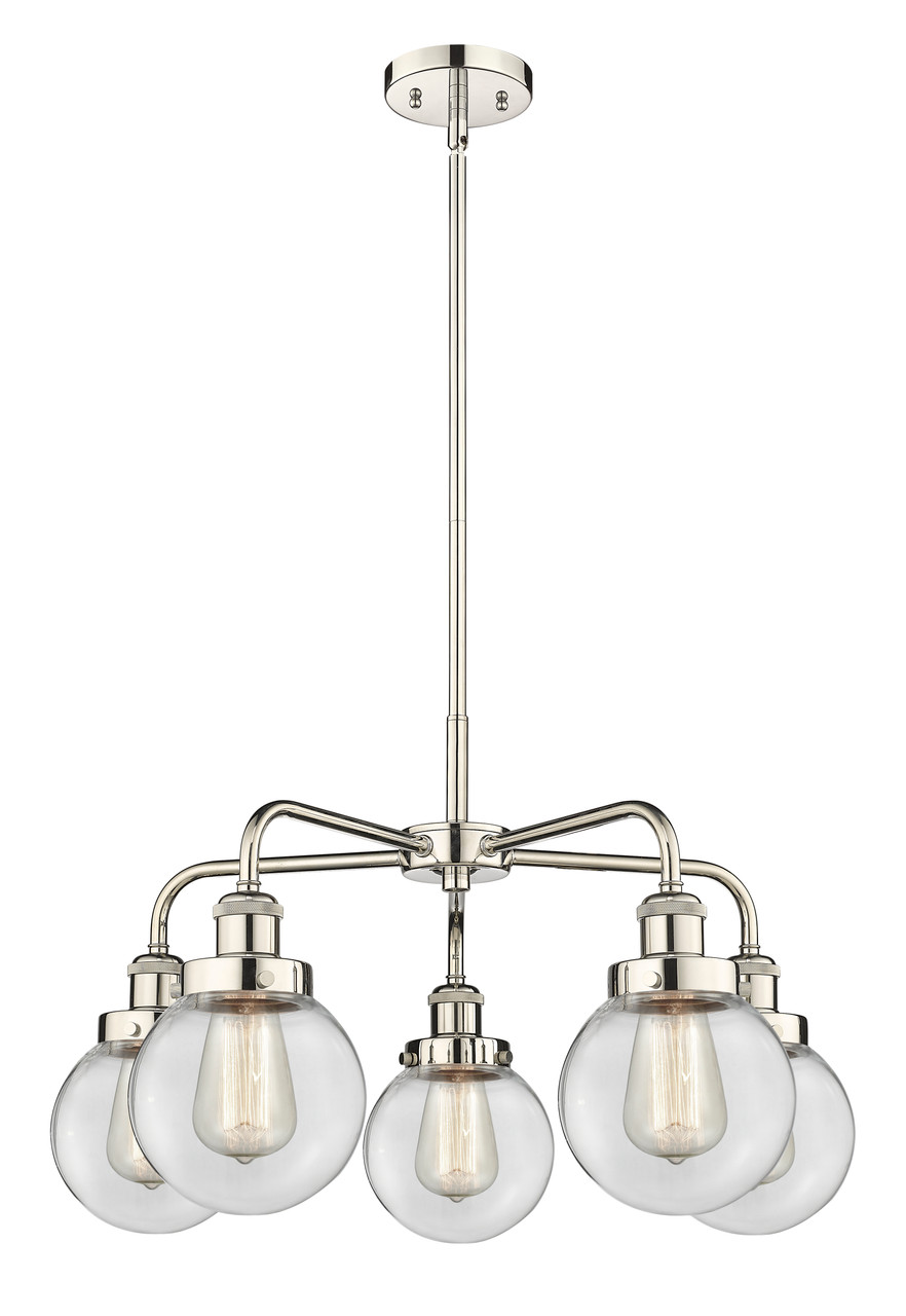 INNOVATIONS 916-5CR-PN-G202-6 Beacon 5 24 inch Chandelier Polished Nickel