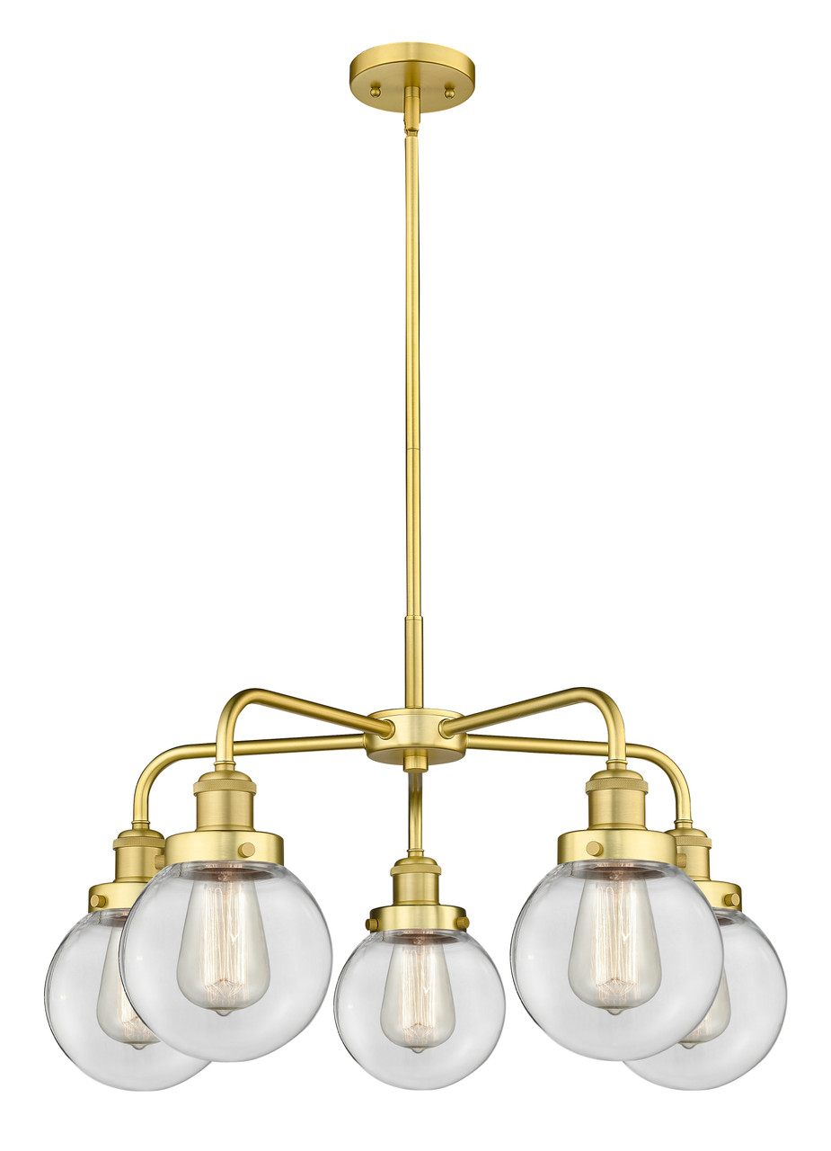 INNOVATIONS 916-5CR-SG-G202-6 Beacon 5 24 inch Chandelier Satin Gold