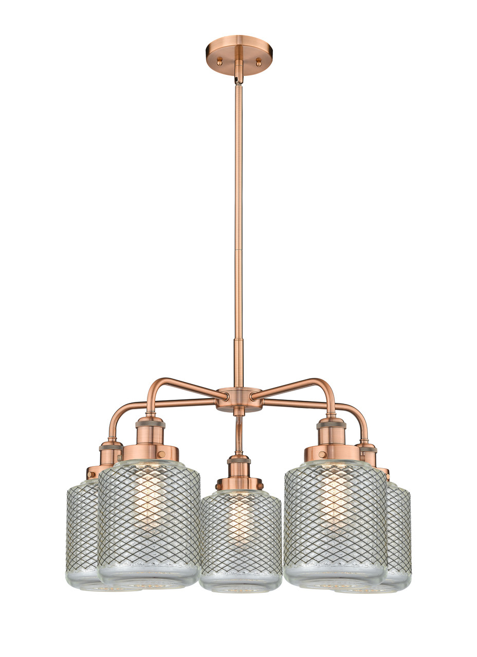 INNOVATIONS 916-5CR-AC-G262 Edison 5 24 inch Chandelier Antique Copper